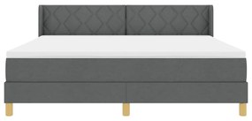 Cama Box com Colchão Cinza Escuro, 180 x 200 cm, Tecido.