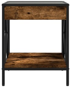 Mesa de centro luzes LED Infinity 40x40x49 cm carvalho fumado