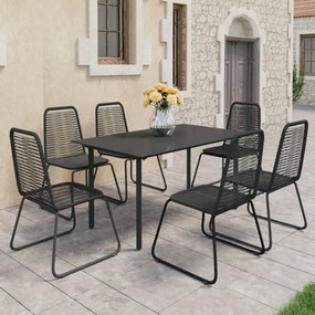 vidaXL 7 pcs conjunto de jantar para jardim vime de PVC preto