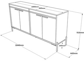 Armário Multiusos VS5 – Castanho, Cinza, Antracite – 184 x 91,6 x 44,5