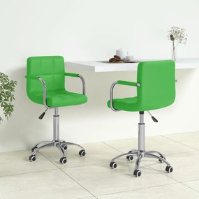 vidaXL Cadeiras de jantar giratórias 2 pcs couro artificial verde