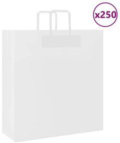 vidaXL Sacos de papel 250 unid com alças branco 45x17x48 cm
