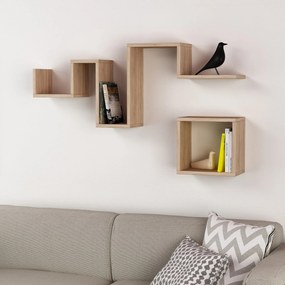 Estante de Parede Follow – Carvalho – Grande: 116x45x20 cm, Pequena: 3