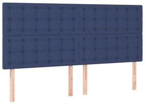 Cabeceira de cama c/ luzes LED tecido 200x5x118/128 cm azul
