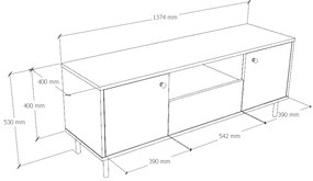 Móvel TV 137 x 53 x 40 cm Venus branco