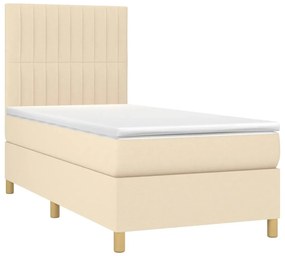 Cama com molas/colchão 90x190 cm tecido cor creme