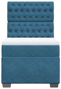 Cama boxspring com colchão 80x200 cm veludo azul