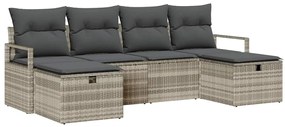 Conjunto de Sofá de Jardim vidaXL de 6 peças com Almofadas Cinza Claro