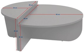 Mesa de Centro "Orion" – Nogueira, Conjunto Modular, 90x60x30 cm, Desi