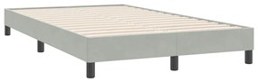 Cama boxspring c/ colchão 120x220 cm veludo cinzento-claro