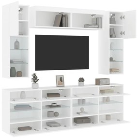 vidaXL 6 pcs conjunto de móveis de parede para TV com luzes LED branco