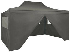 vidaXL Tenda pop-up dobrável com 4 paredes laterais 3x4,5 m antracite