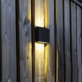 Conjunto de 2 Apliques de Parede Exterior Cinzento Escuro 17,5 cm com LED - Batt