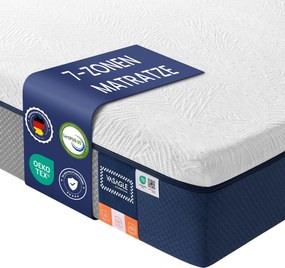 Colchão, 200 x 90 x 25 cm (C x L x A), colchão individual de espuma viscoelástica com gel, firmeza média Azul