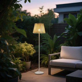 Candeeiro de pé para exterior branco com abajur de corda bege IP44 - Virginia Jayla