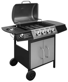 Grelhador/barbecue a gás 4+1 zonas de cozinhar preto/prateado