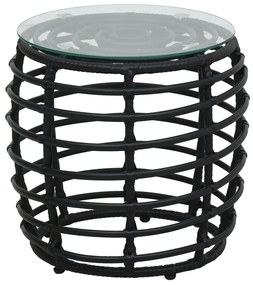 3 pcs conjunto bistrô vime PE preto