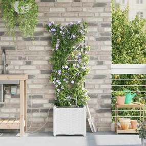 Jardineiras de Jardim 1 pc Branco 40 x 40 x 142 cm Plástico