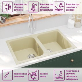 Pia de Cozinha Bege 760x480x184 mm Granito