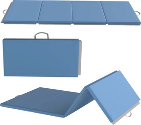 Colchão de Ginástica Dobrável com Espessura de 5 cm e Alças de Transporte para Yoga Aeróbica 240x120x5 cm Azul Claro