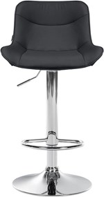 Banco alto em couro sintético com estrutura prateada 85-106 x 49 x 51 cm preto