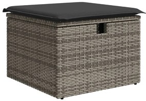 8 pcs conjunto sofás de jardim c/ almofadões vime PE cinzento