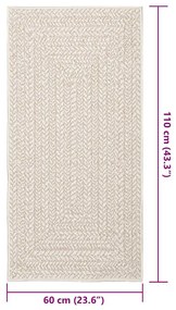 Tapete ZIZUR creme 60x110 cm aspeto de juta interior e exterior