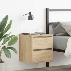 vidaXL Mesas de cabeceira de parede 2 pcs 38x34x40 cm carvalho sonoma