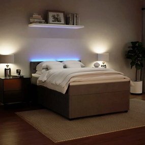 Cama com molas/colchão 160x200 cm veludo cinzento-claro