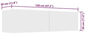 Móvel de TV 120x30x30 cm contraplacado branco