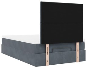 Estrutura de cama otomana com colchões cinza escuro veludo