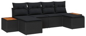 vidaXL Conjunto de Sofá de Jardim 6 pcs Preto Rattan de Polipropileno