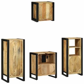 Conjunto de Móveis para Banheiro 4 pcs Madeira de manga maciça