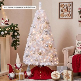 Árvore de Natal, 90 x 90 x 150 cm, Efeito Nevado com Luzes LED, Branco
