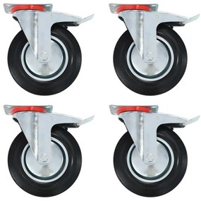Rodas giratórias com travões duplos 4 pcs 200 mm