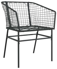 Conjunto de Jantar de Jardim com 5 Peças Preto em Rattan Sintético