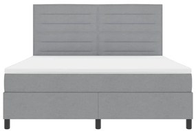 Cama box com colchão e luz LED cinza claro, 180 x 200 cm, tecido