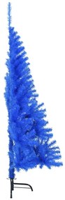 Meia árvore de Natal artificial com suporte 150 cm PVC azul