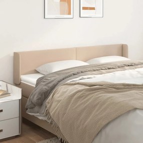 Cabeceira cama abas couro artificial 163x16x78/88 cm cappuccino