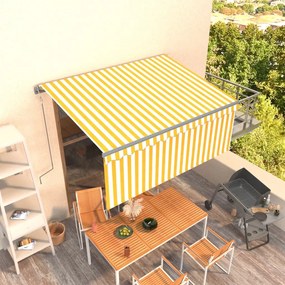 Toldo retrátil automático com estore 3,5x2,5 m amarelo e branco