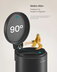 Cesto Lixo Casa Banho com 3 litros de capacidade e tampa com fecho suave 22,4 x 17,3 x 25,4 cm Preto