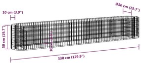 Canteiro elevado/cesto gabião 330x50x50 cm ferro galvanizado