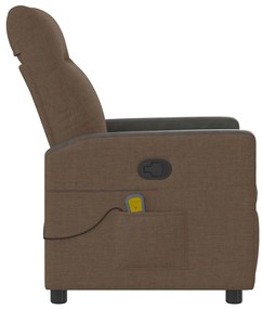 Poltrona de massagens reclinável tecido castanho