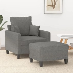 vidaXL Poltrona com apoio de pés 60 cm tecido cinzento-escuro