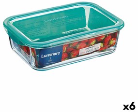 Lancheira Retangular com Tampa Luminarc Keep'n Lagon 16 X 11,3 X 6 cm Turquesa 820 Ml Vidro (6 Unidades)