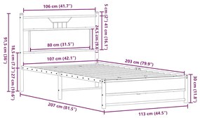Estrutura de cama sem colchão 107x203 cm carvalho fumado