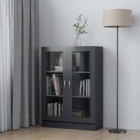 vidaXL Armário vitrine 82,5x30,5x115 cm contraplacado cinza