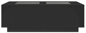 Mesa de centro luzes LED Infinity 116x69x40 cm preto
