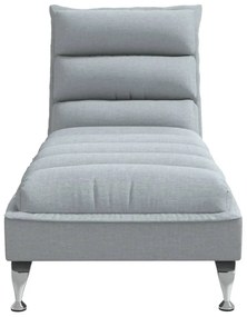 Chaise lounge com almofadões tecido cinzento-claro