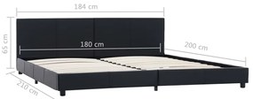 Estrutura de cama 180x200 cm couro artificial preto